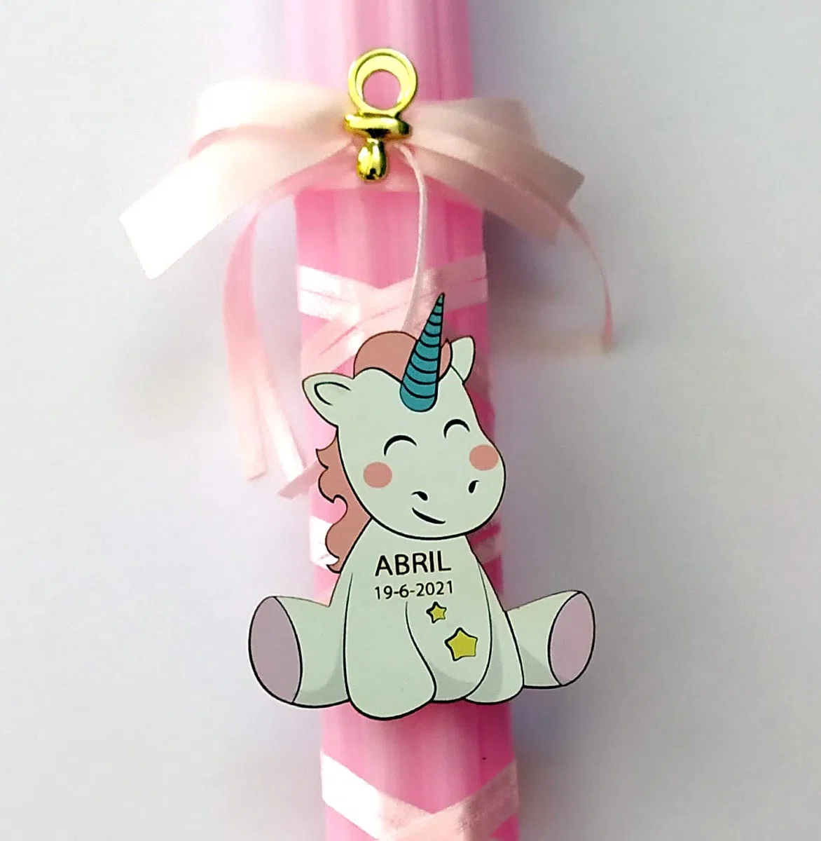 Vela de bautizo niña PERSONALIZADA con NOMBRE y FECHA