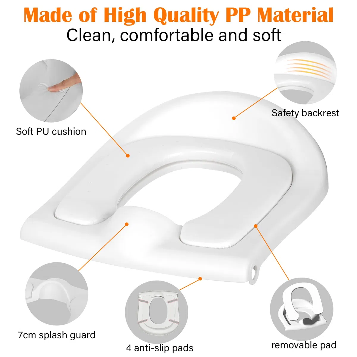 Withosent Adaptador WC Niños con Escalera, Ajustable Altura Reductor WC con PU Cojín, 2 en 1 Plegable Escalera Niños con Antideslizante Taburete, Potty Training Adaptador Baño para Bebé