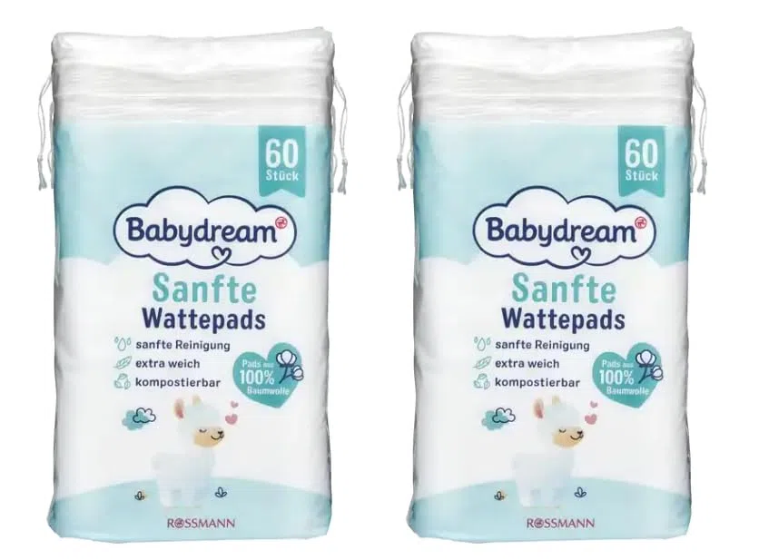 Babydream - Almohadillas de algodón (100% algodón, 2 paquetes de 60 unidades)