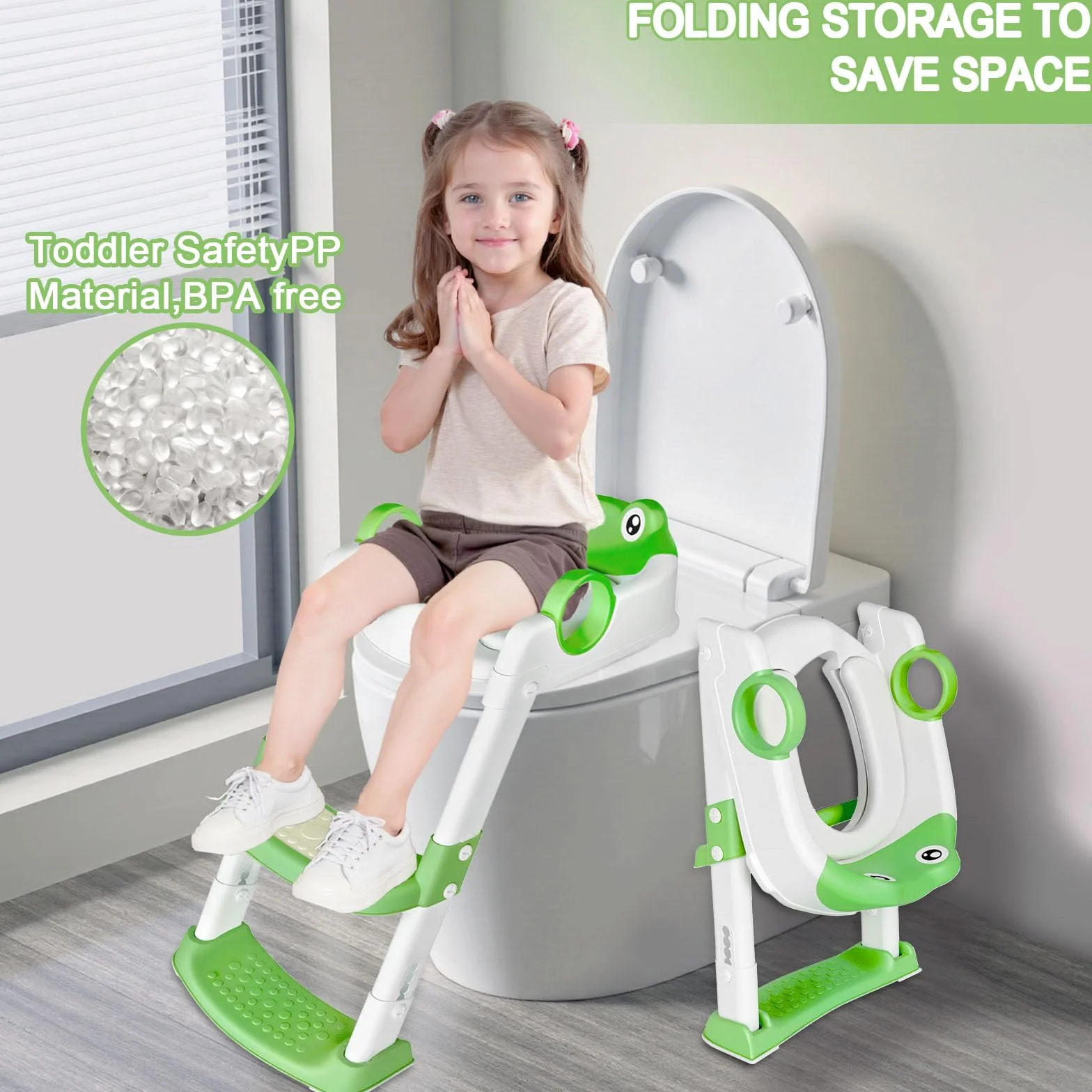 Adaptador WC Niños con Escalera,Inodoro de Entrenamiento 2 en 1 para Niños,Portatil Orinal Asiento Baño Inodoro,Plegable Portatil Infantil Asiento Inodoro para Niños y Niñas