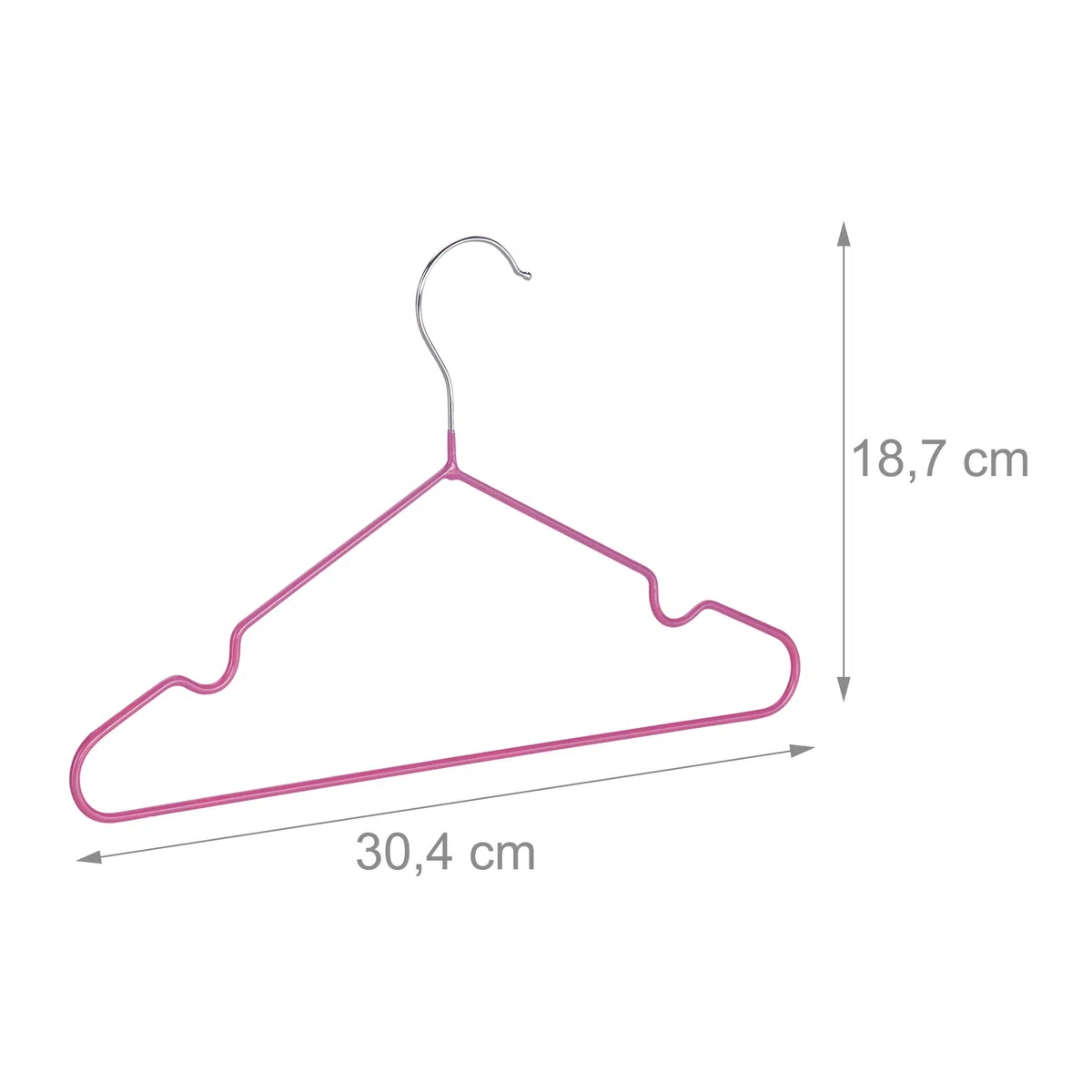 Relaxdays Pack de 20 Perchas Bebé Antideslizantes, Metal, Rosa, 30 cm