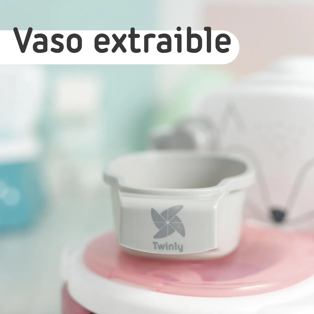 Twinly Foxy - Orinal Bebé 3 en 1 - Orinales Infantiles con Tapa - Inodoro WC Niños con Reductor de Váter Extraíble, Portarrollos y Vaso Interior de Fácil Limpieza (Azul)