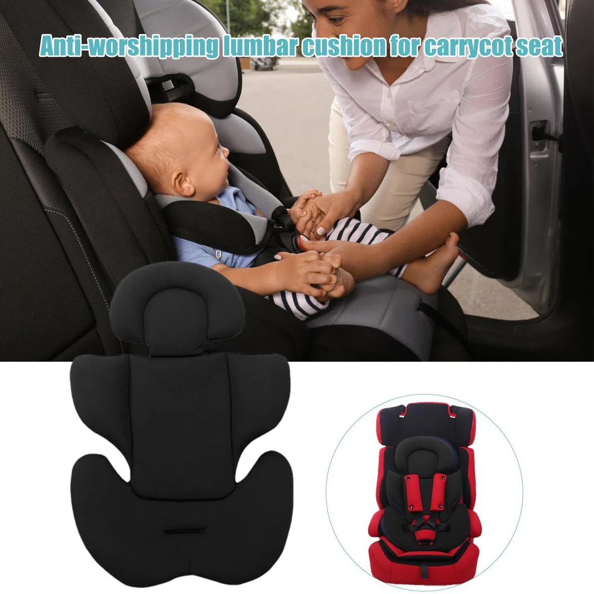 Genérico Cojín para Asiento De Coche De Bebé | Soportes para La Cabeza Y El Cuerpo 2 En 1 para Bebés Recién Nacidos | Cojín De Asiento para Niños De Cochecito - Cojín De Apoyo para El Cuerpo del Bebé