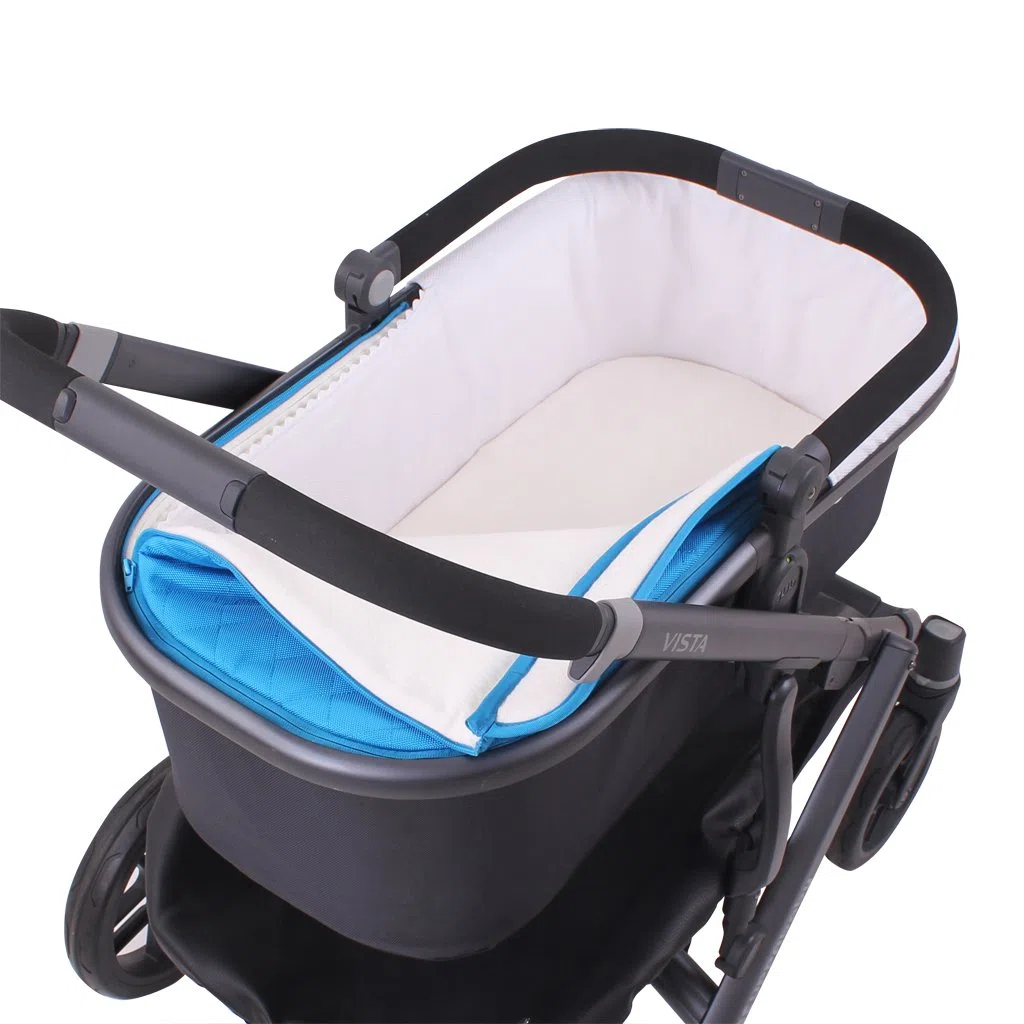 Funda Capazo Velcro para Uppababy Vista y Cruz V2 Pique Blanco (Algodón 100%)| Te Permite Llevar el Cubre Pies Original | Paredes Acolchadas