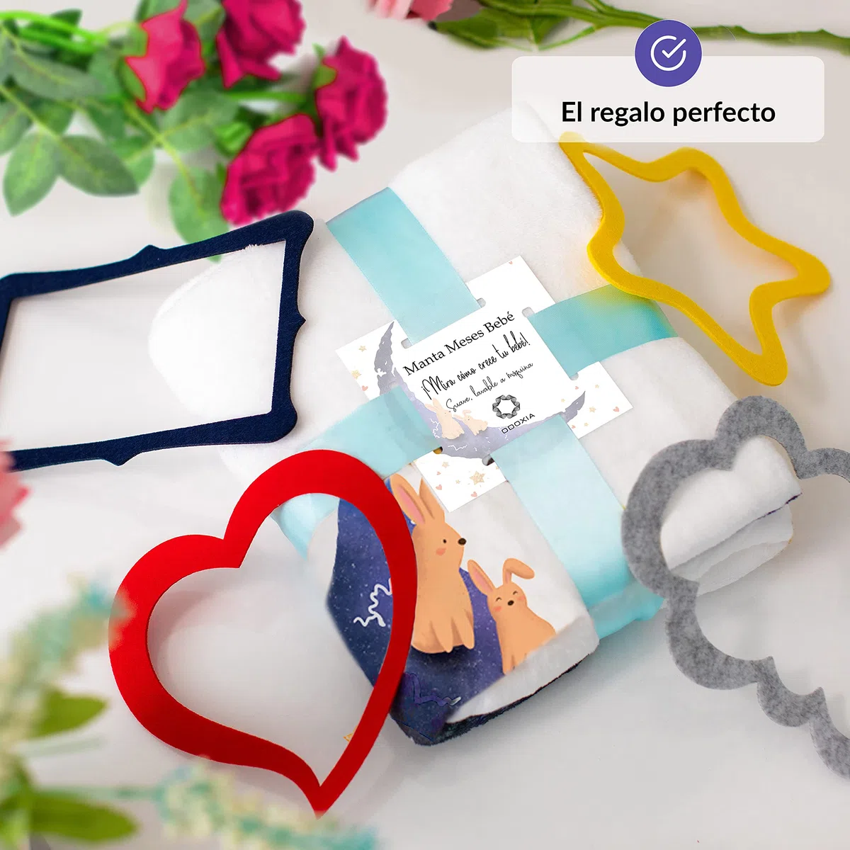 Manta Meses Bebé en Español | Manta Bebe Personalizada, Unisex | Regalo Personalizado De Nacimiento Para Nuevas Mamás | Temática Luna | Suave y Gruesa | Manta Mensual Bebe | Incluye Marcos