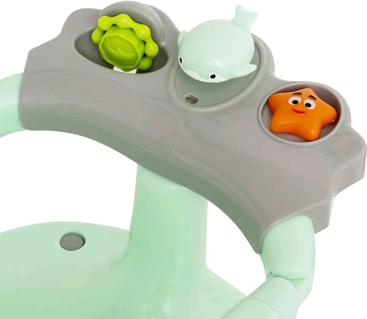 Asiento De Baño para bebés - Unisex - Ergonómico Y Seguro - Con Barra Para Una Facil Colocación Del Bebé - Con Ventosas Para Fijación Sillón de Baño y Ducha para Bebés Delfín lanza agua (Verde)