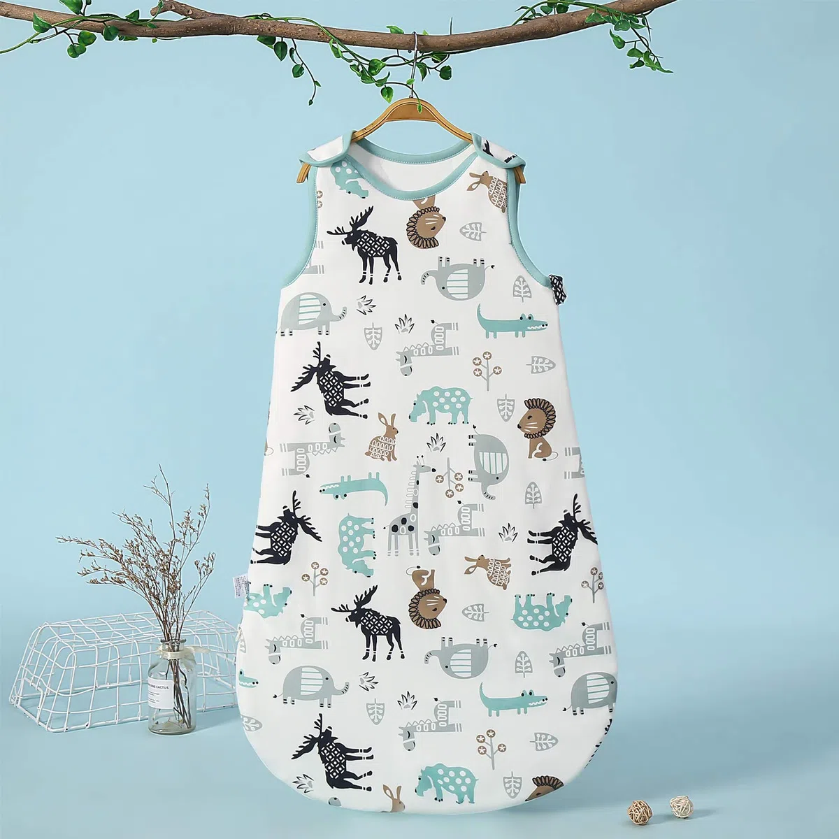 Mosebears Saco De Dormir Sin Mangas 2.5 TOG Manta Ponible De Algodón Suave Invierno Arrullo Infantil Unisex con Estampados Lindos Y Cremallera Facilitada (Ciervo, 0-6 Meses)
