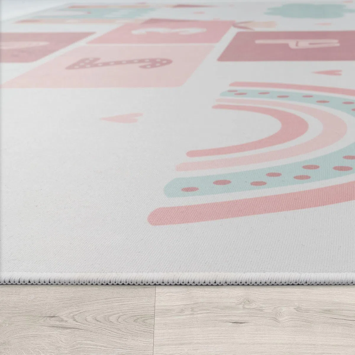 TT Home Alfombra Habitación Infantil De Juego Coches Infantil Animal Antideslizante, Color:Crema Rosa, Tamaño:80x150 cm