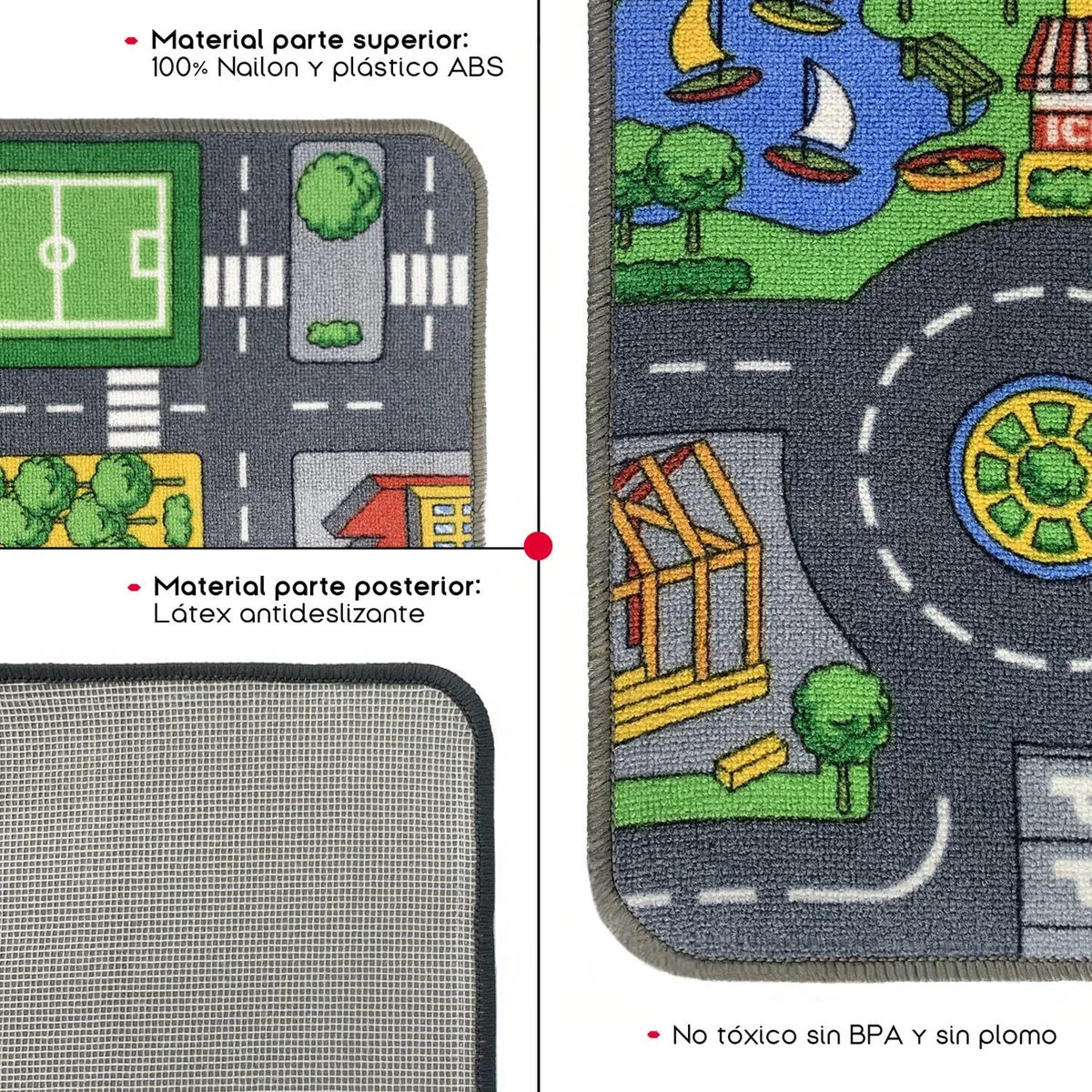 TIENDA EURASIA – Alfombra Infantil | 100% Nailon y Plástico ABS sin BPA | para Jugar con Coches | Alfombras Infantiles | Medidas 67 x 100 cm | Antideslizante y Acolchada
