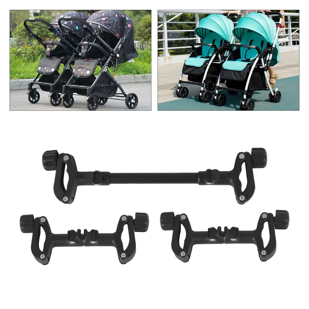 Conectores para cochecito de bebé, 3 piezas de cochecito de bebé, universal, ajustable, conector para gemelos