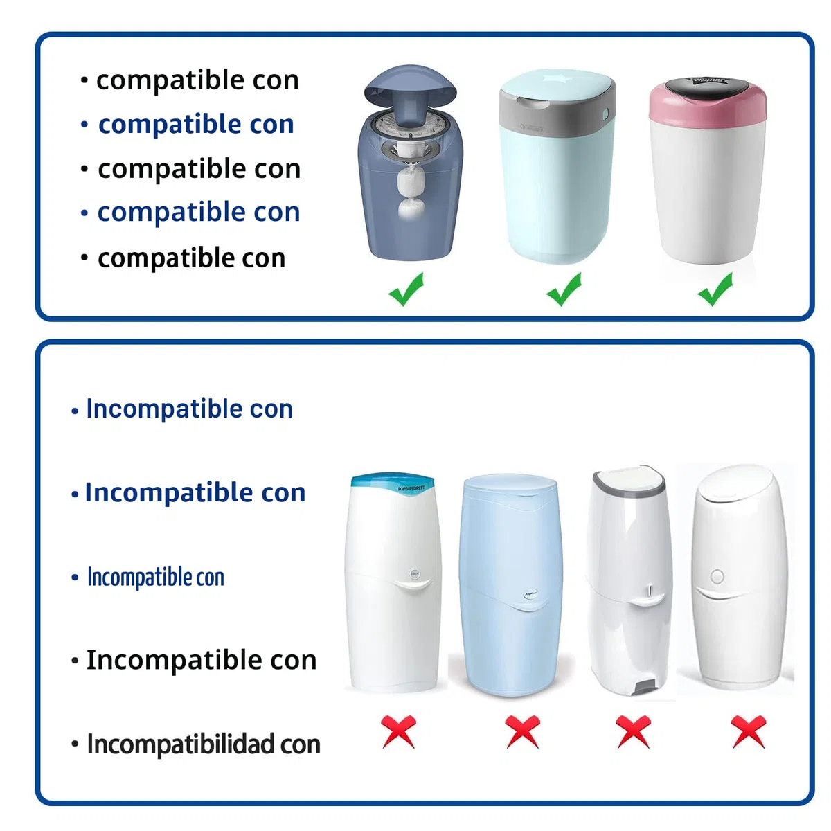 Mom's Aide Recambios compatible con el contenedor de pañales Tommee Tippee Sangenic Tec+Simplee Sangenic + Twist & Click (paquete de 8)