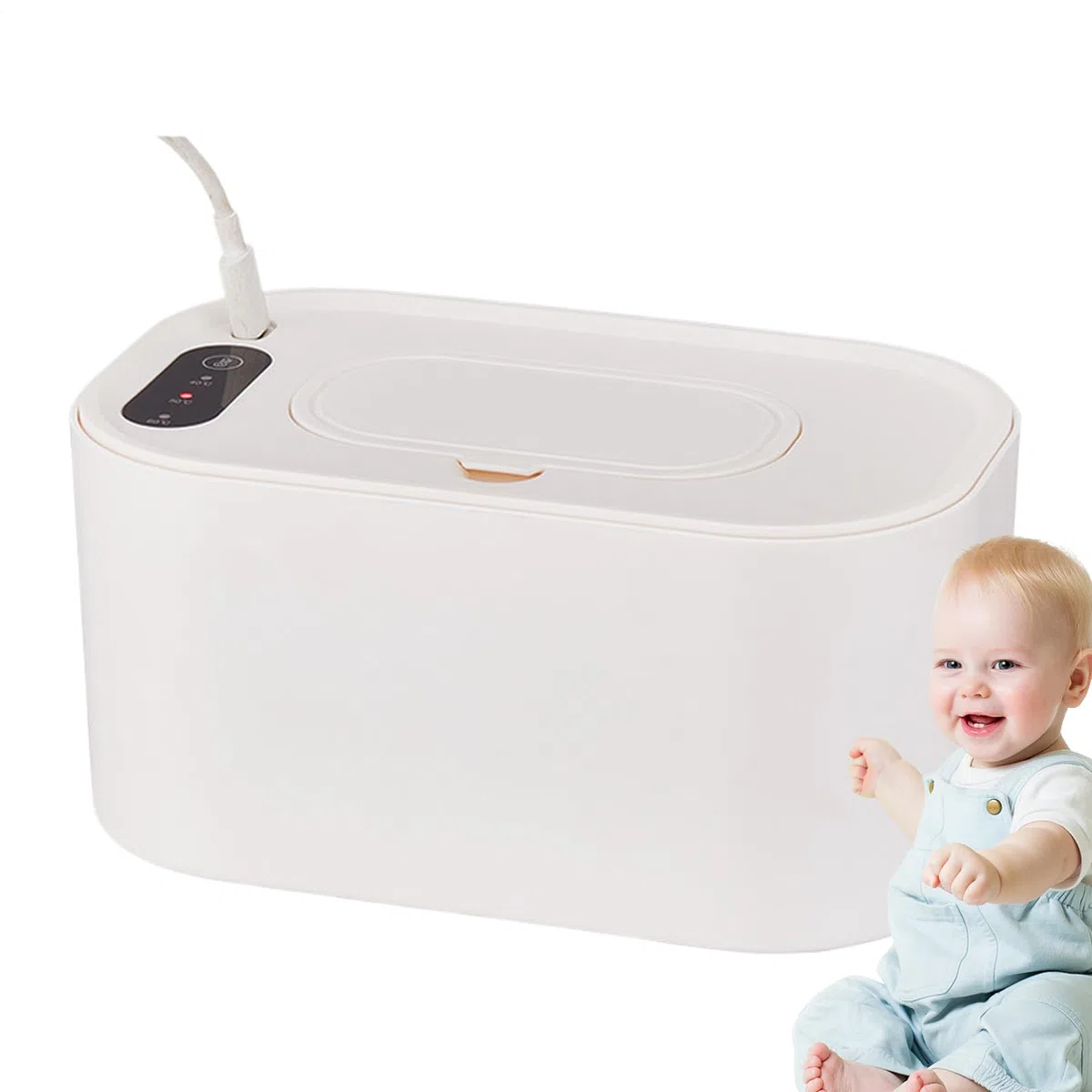 Calentador de toallitas para bebé, dispensador de toallitas calentadas, contenedor de Carga USB, Caja de toallitas húmedas con Pantalla de Temperatura para el Cuidado, guardería, hogar, al Aire Libre