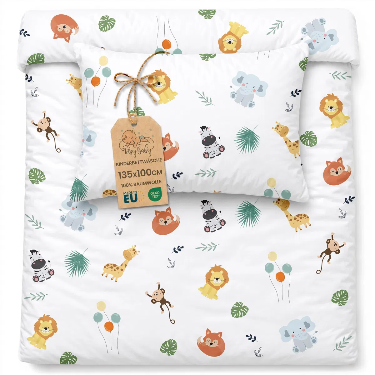 Totsy Baby Funda nordica Infantil 100x135 cm para Cuna 70 - algodón Saco nordico y Cubre de edredon Cama para niños y niñas Juego Fundas para edredón 100 x 135 cm con Almohada 60 x 40 cm Oeko-Tex