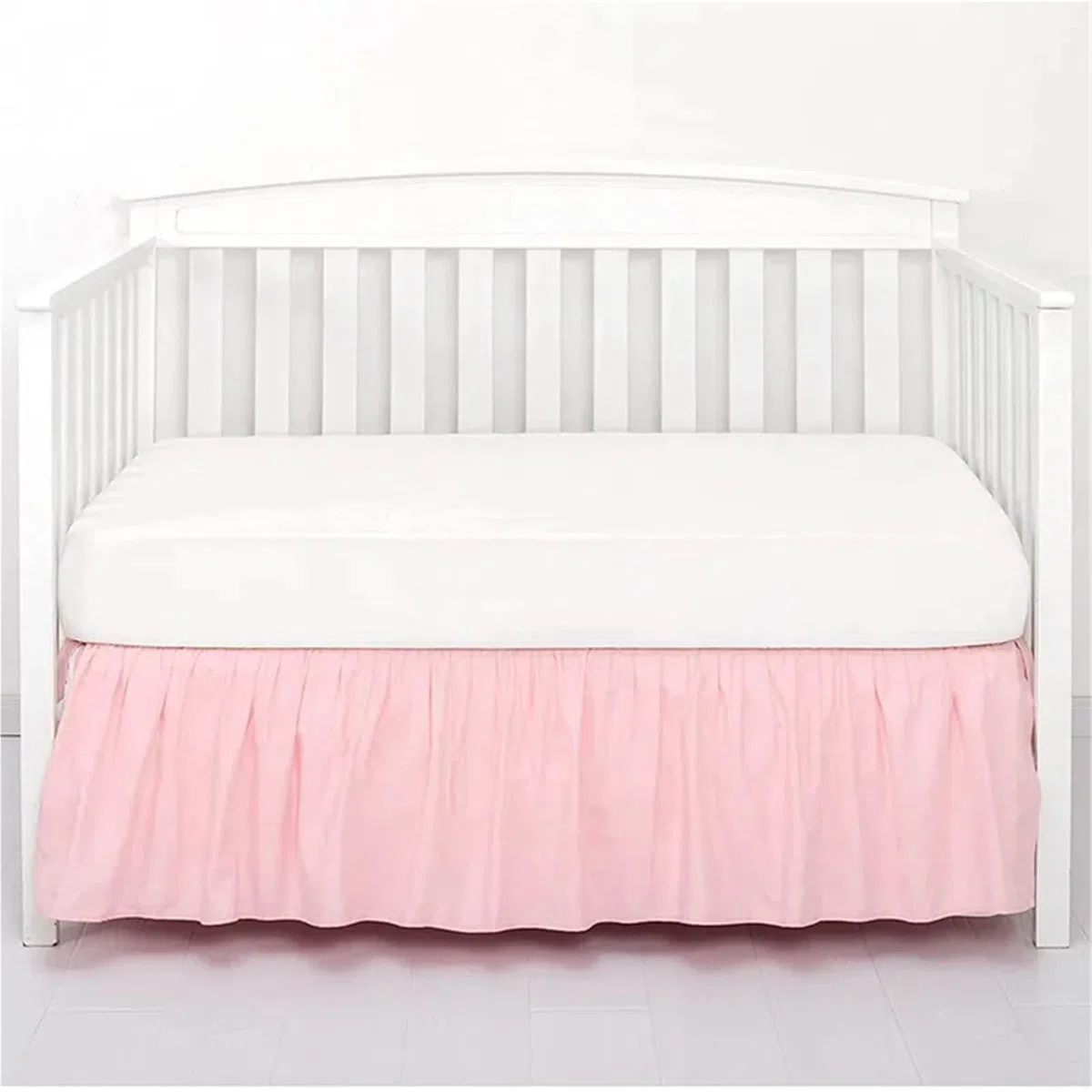 Falda para Cuna Falda de Cama for Cuna con sábanas Superiores Blancas, Volantes Plisados ​​en los 4 Lados for niños y niñas, Colcha for guardería(White,60x120x36cm)