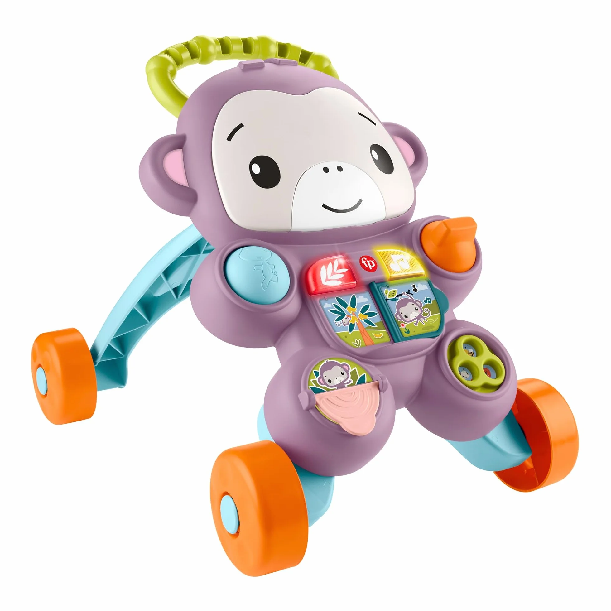 Fisher-Price Andador para bebés Monito morado Primeros pasos, juguete con música, luces y actividades para bebés y niños pequeños a partir de 6 meses, JGW90