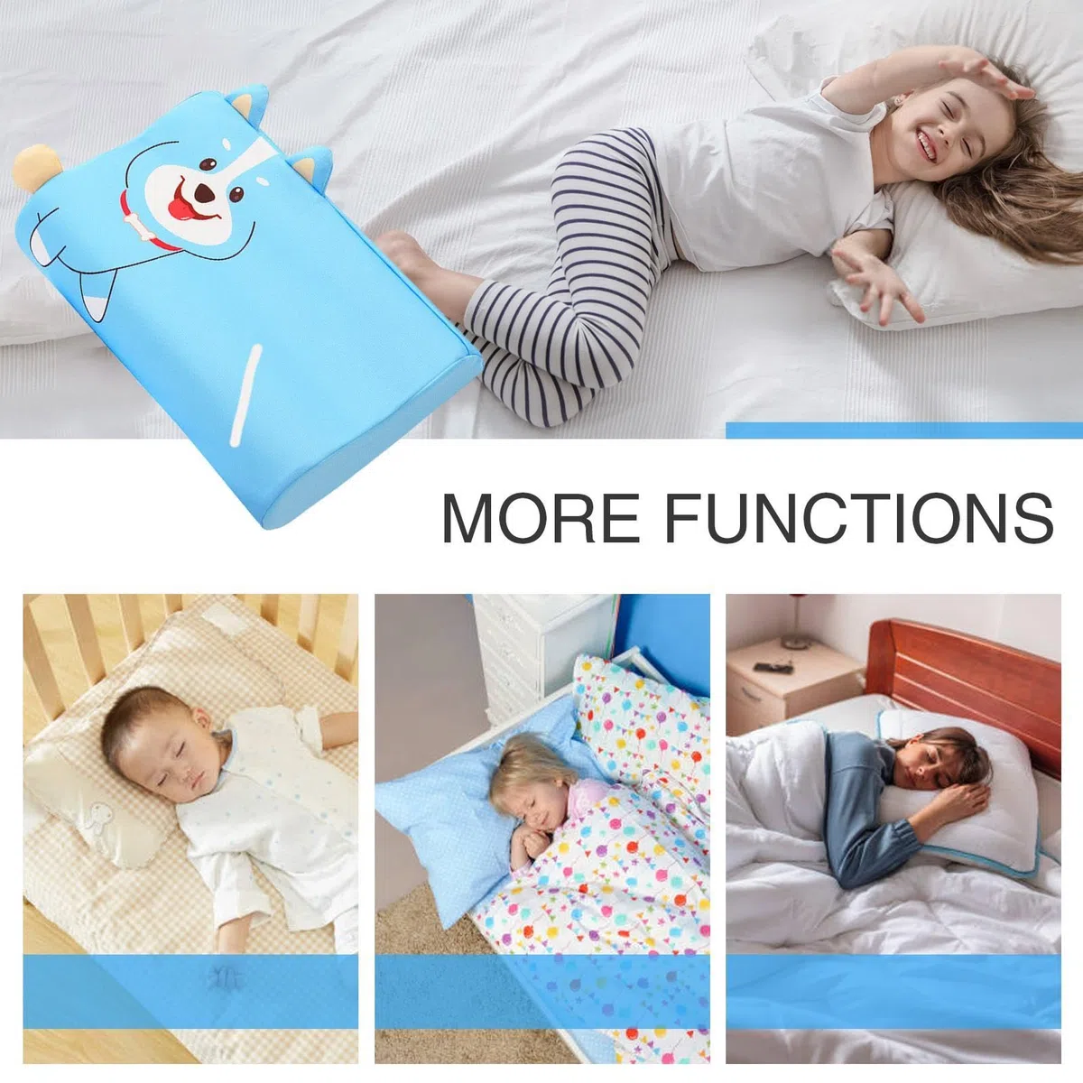 Calmly Almohada infantil - Almohada infantil para niños pequeños, cómoda almohada transpirable para cama infantil, cojín ergonómico para dormir, ideal para dormir de niños pequeños