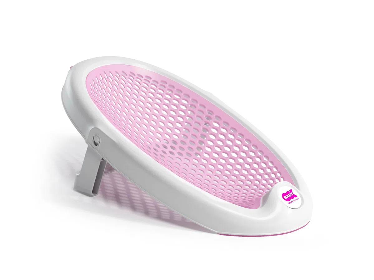 Hamaca de baño Jelly - Materiales no tóxicos - Base antideslizante con sistema de bloqueo - Plegable, ideal para usar en bañeras - para recién nacidos y bebés - Rosa
