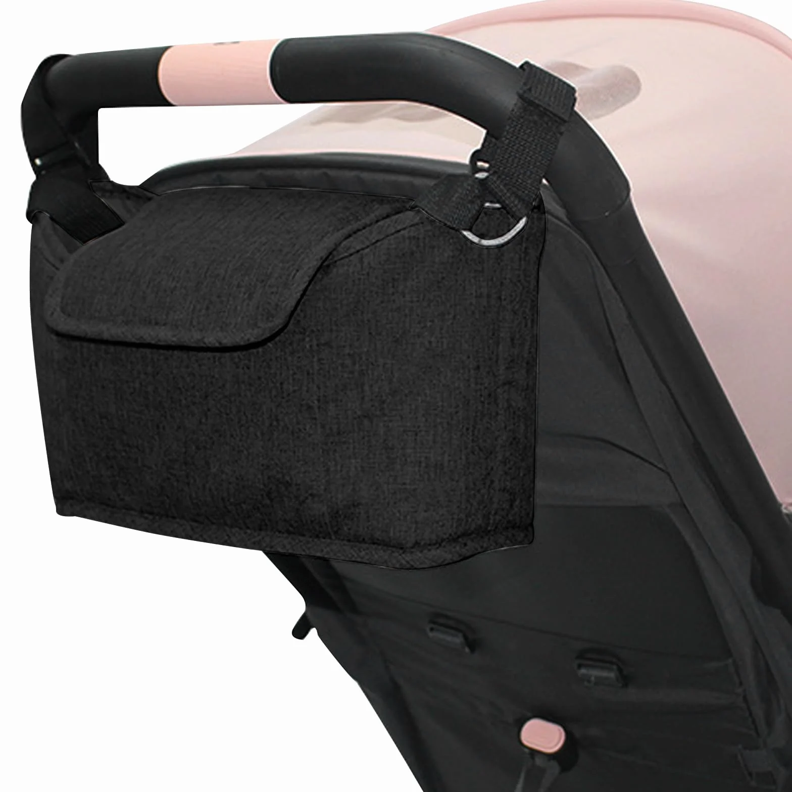 Universal Bolsa Organizadora Para Cochecito, Bolso Carro Bebé con Portavasos Aislado y Correa Para el Hombro, Gran Espacio, Bolsa Organizadora de Cochecitos, Bebé Bolsa de Almacenamiento (Negro)
