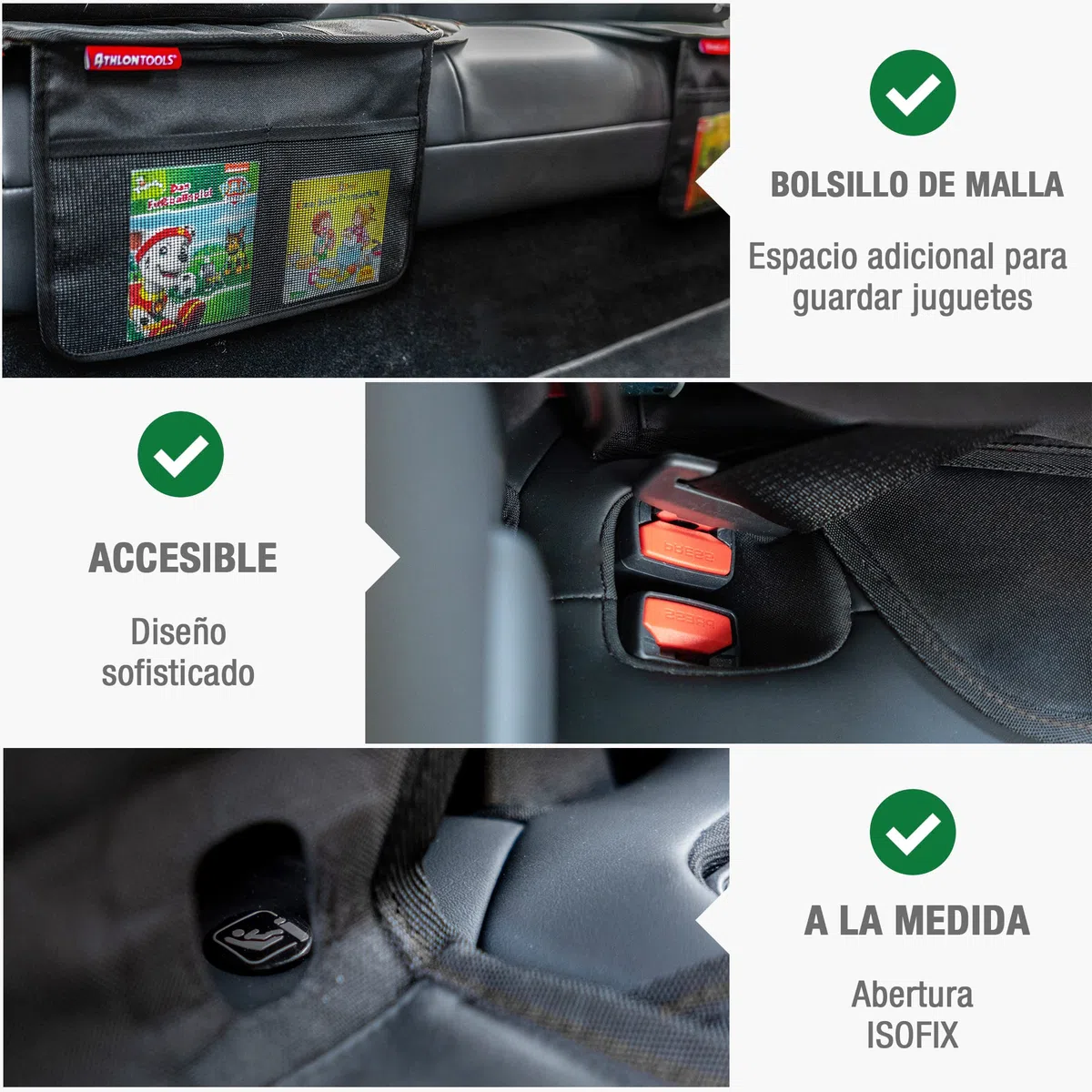 ATHLON TOOLS Base de Asiento Infantil con protección Lateral, Ajuste óptimo, Compatible con Isofix, Acolchado Grueso, para Asientos, capazos y elevadores de Asiento