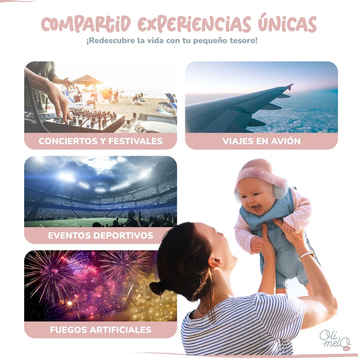 Cascos Antiruido para Bebé - Proteccíon hasta 34dB - CE - De Recién Nacidos hasta 36 meses - Insonorización del Ruido, Mejor Sueño, Avión y Viajes - Diadema Ajustable Antideslizantes
