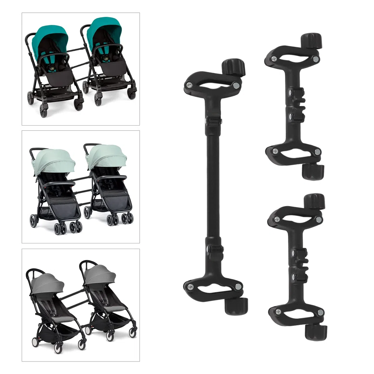 Conectores para cochecito de bebé, 3 piezas de cochecito de bebé, universal, ajustable, conector para gemelos