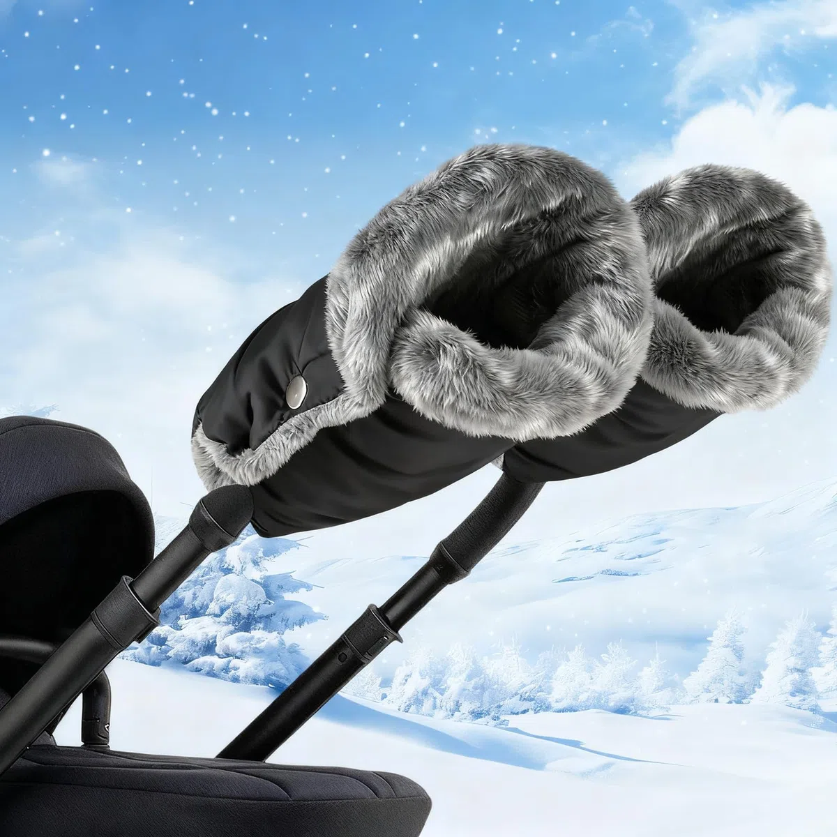 Guantes Carrito Bebé, Guantes Carro Bebe Inviernocon Forro de Felpa Interior, Invierno Protege Manos Guantes, Impermeable y Cortaviento Todos los Cochecitos Bicicleta Silla de Ruedas