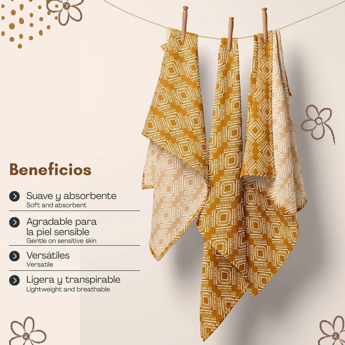 PEKEL’S Manta de Muselina Bebé 120x110 cm | 100% Algodón Suave y Transpirable | Paño Grande Envolvente para Recién Nacido, Cuna, Carrito o Regalo Baby Shower (Naranja)