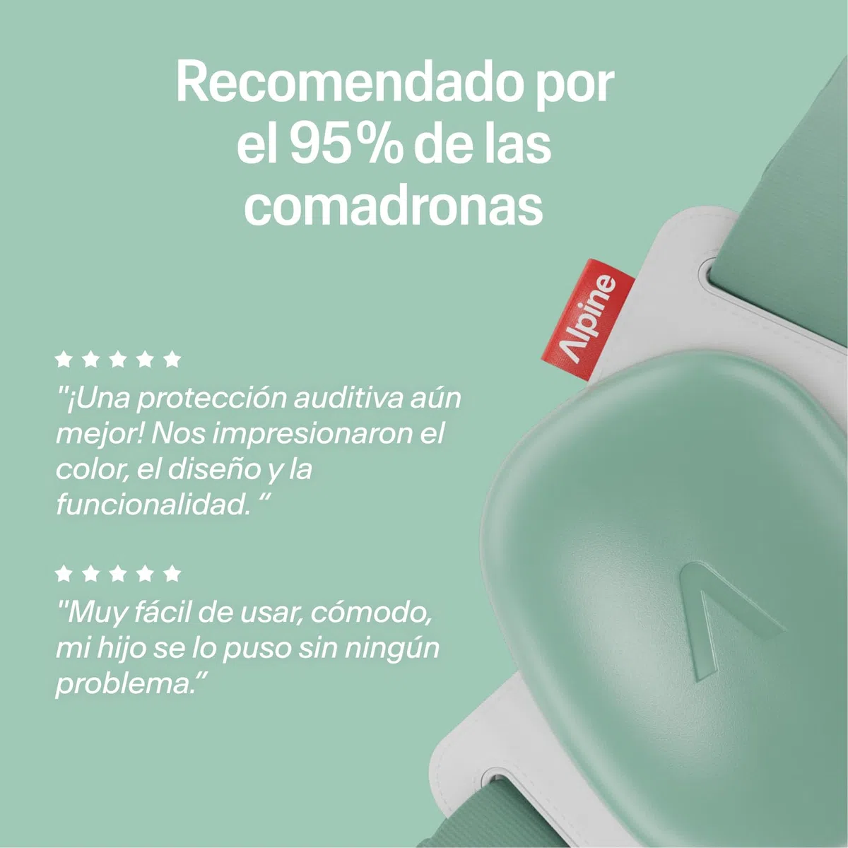 Alpine Muffy Baby Confort – Cascos Bebe Antiruido – Certificado CE & ANSI – Diadema Única Para Un Ajuste Seguro Y Cómodo – Protección Auditiva Ajustable Hasta 48 Meses – Atenuación De 24 dB, Verde