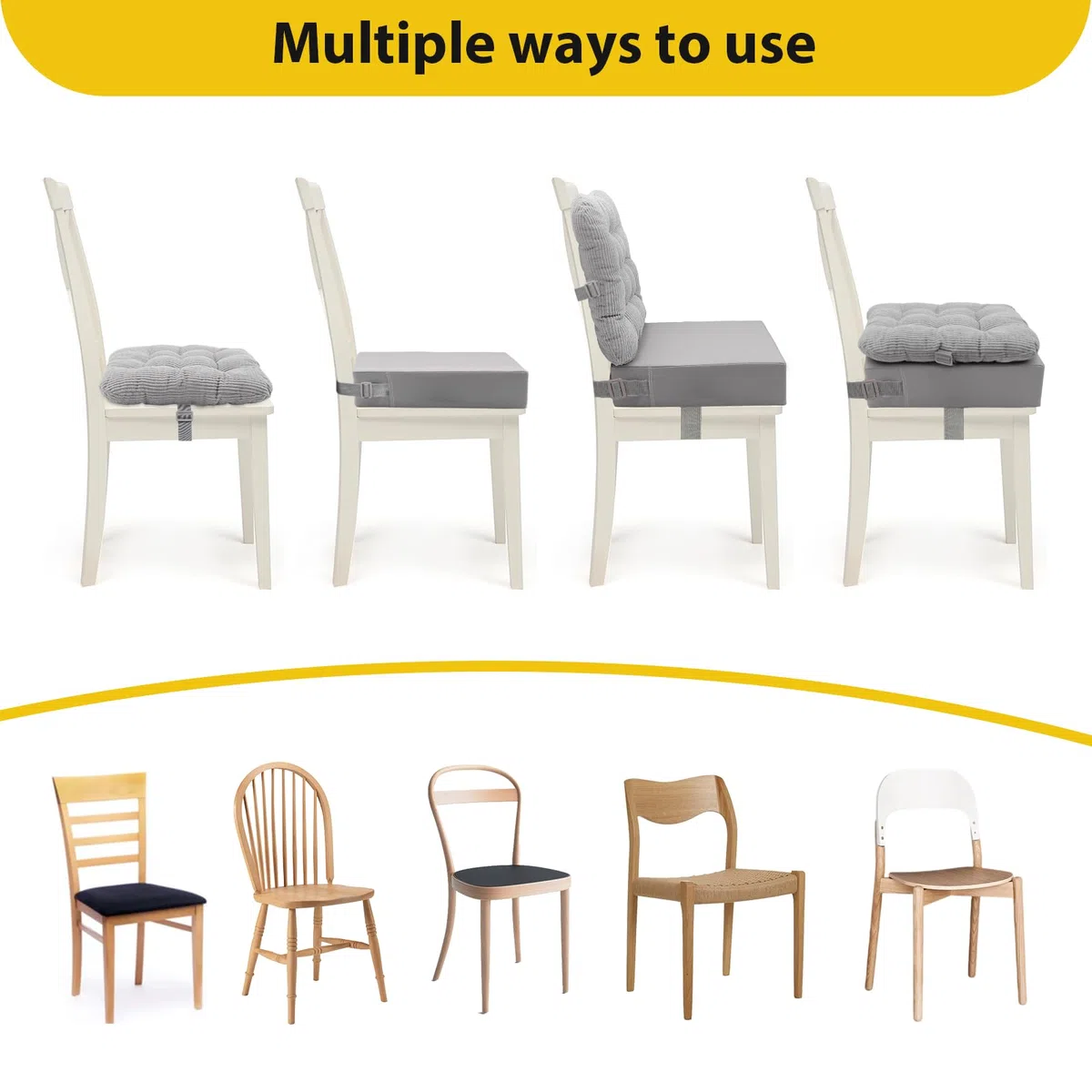 Alzador Silla para Niños Comer, 2 asientos elevadores para niños, con diferentes alturas para comer, extraíble y fácil de limpiar, asiento elevador antideslizante