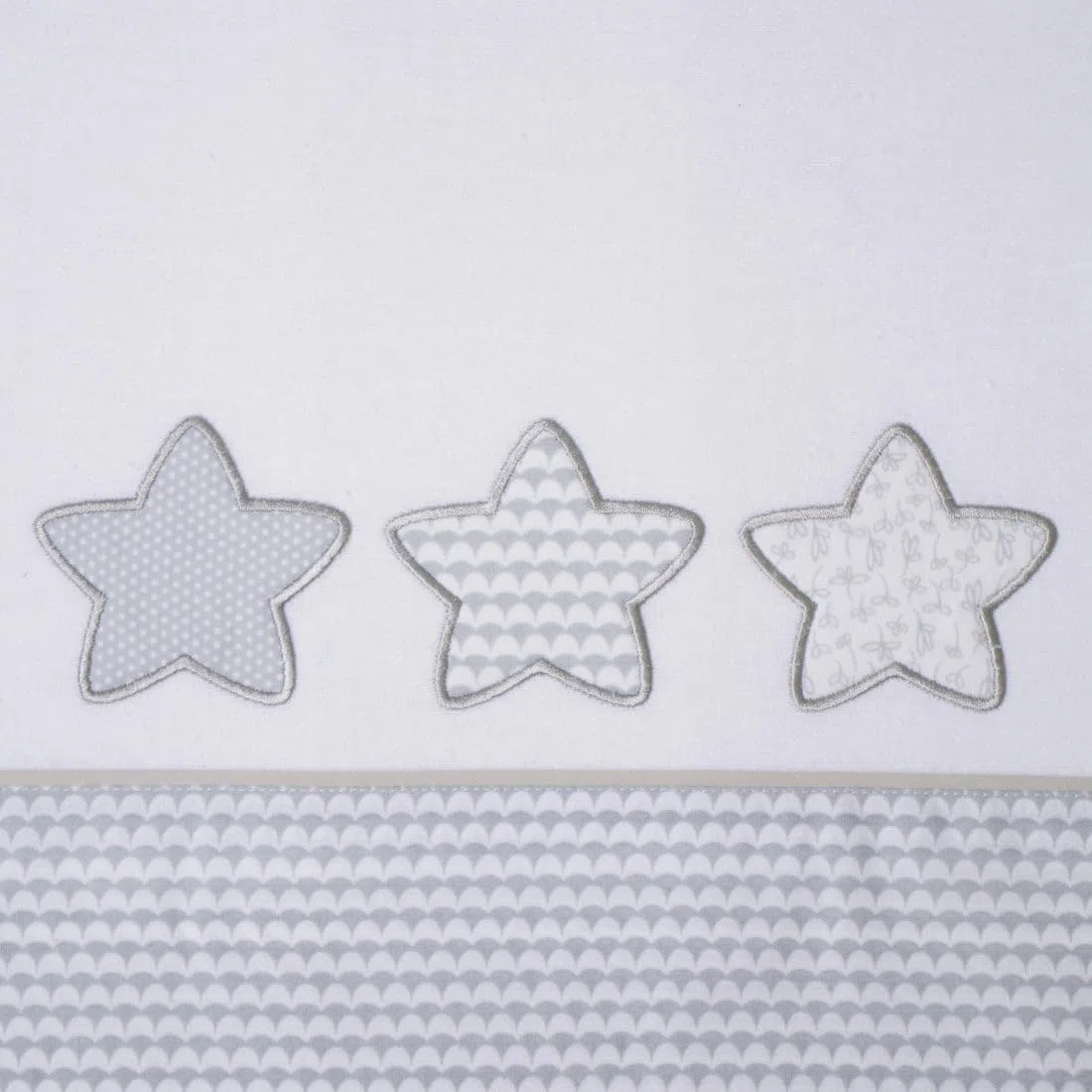 10XDIEZ Juego de sábanas Cuna Franela Estrellas 476 Blanco/Gris (Gris Claro - Cuna)
