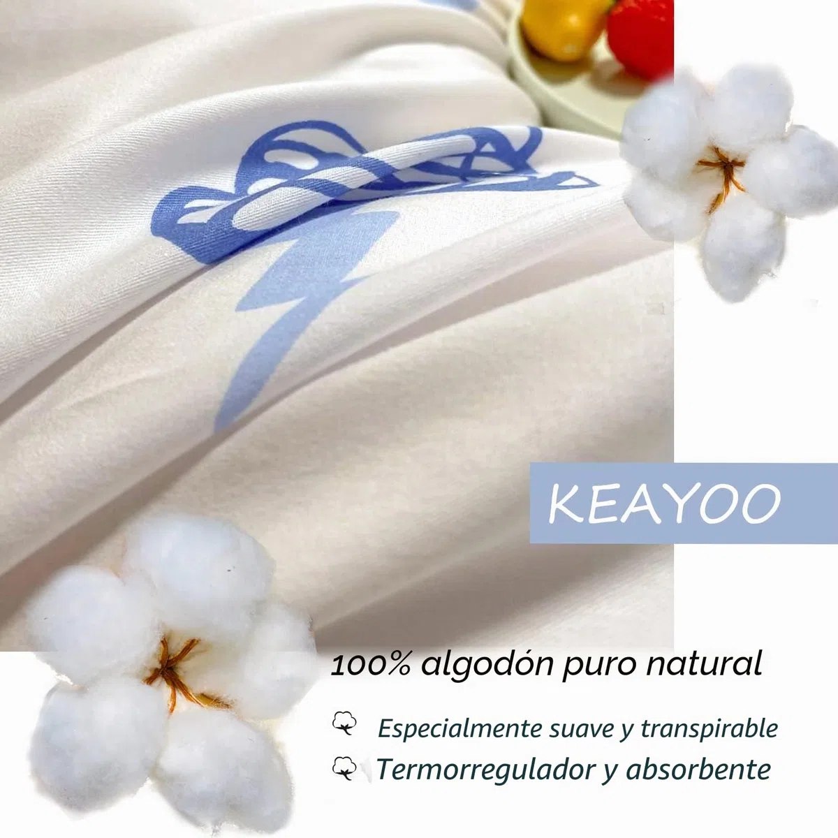 Sabanas Cuna Juego de Funda Nórdica 100% Algodón Natural para Cuna de Bebé 100x135cm + 40x60cm