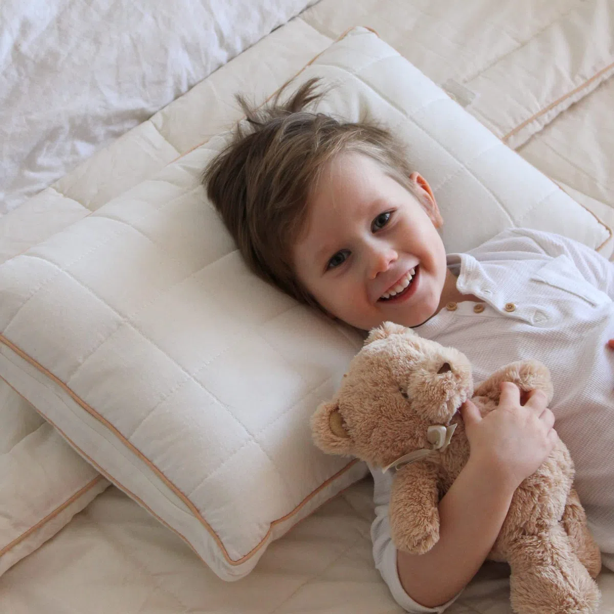 VITAPUR - Almohada para niños pequeños, 40 x 60 cm, 100% algodón Natural, Suave, Ajustable en Altura, Lavable, hipoalergénica, Certificado Oekotex-100, para 12 Meses y más