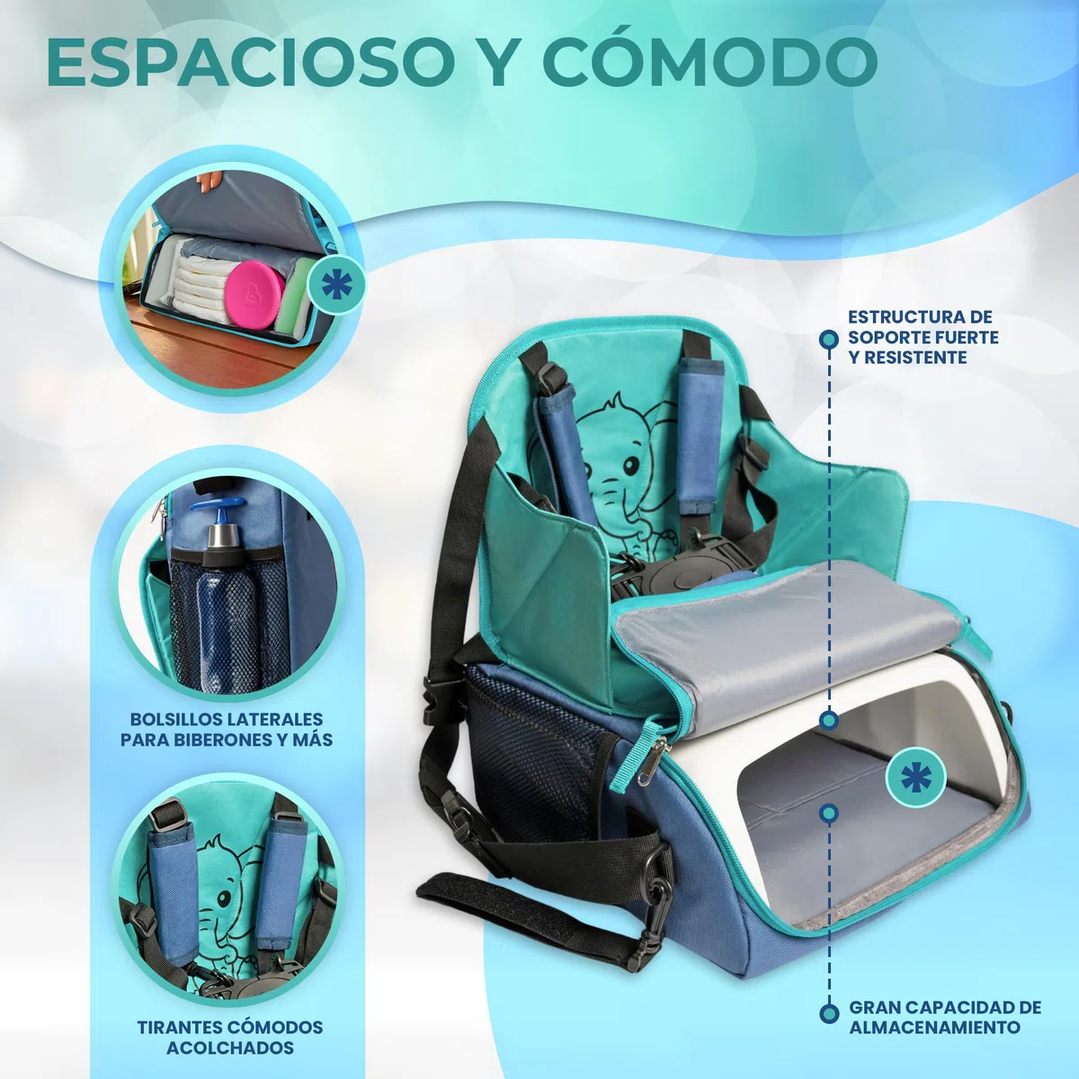 Trona Portatil Bebe con Arnés de 5 Puntos y Vaso de Aprendizaje - Alzador Silla para Niños de 6 a 36 Meses