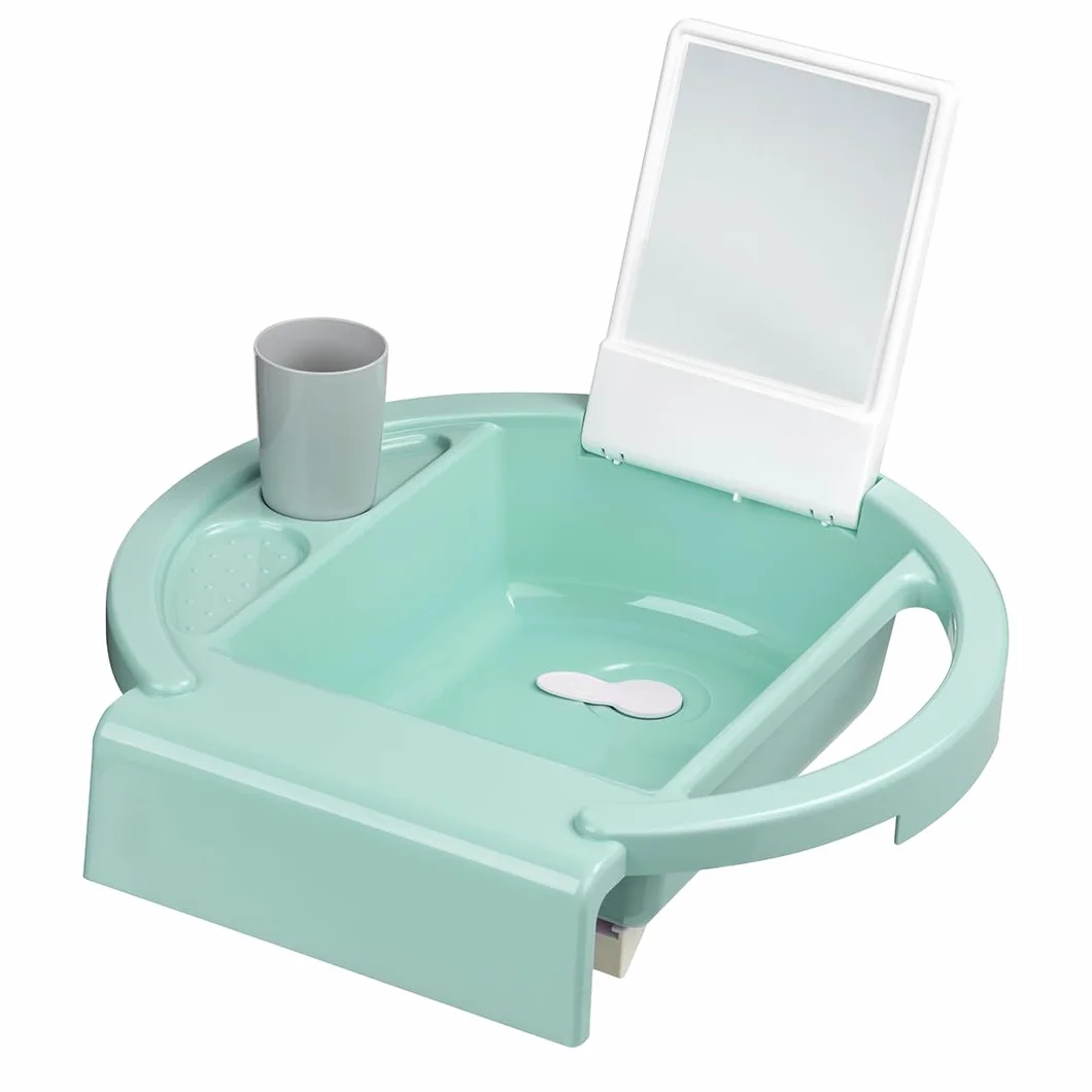 Rotho Babydesign Lavabo infantil Kiddy Wash, Para fijar en el borde de la bañera, 38,7 x 38,2 x 10 cm, Swedish Green (Verde menta), 20034 0313 01