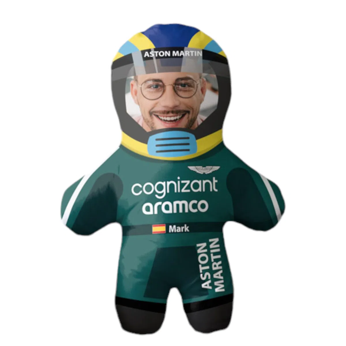 Cojín Muñeco Personalizado con Foto de Cara Personajes, Peluche Personalizado Médico, Aatronauta, Fórmula 1, Buzzlightyear, Dragon Ball, Regalo Divertido (Fórmula 1)
