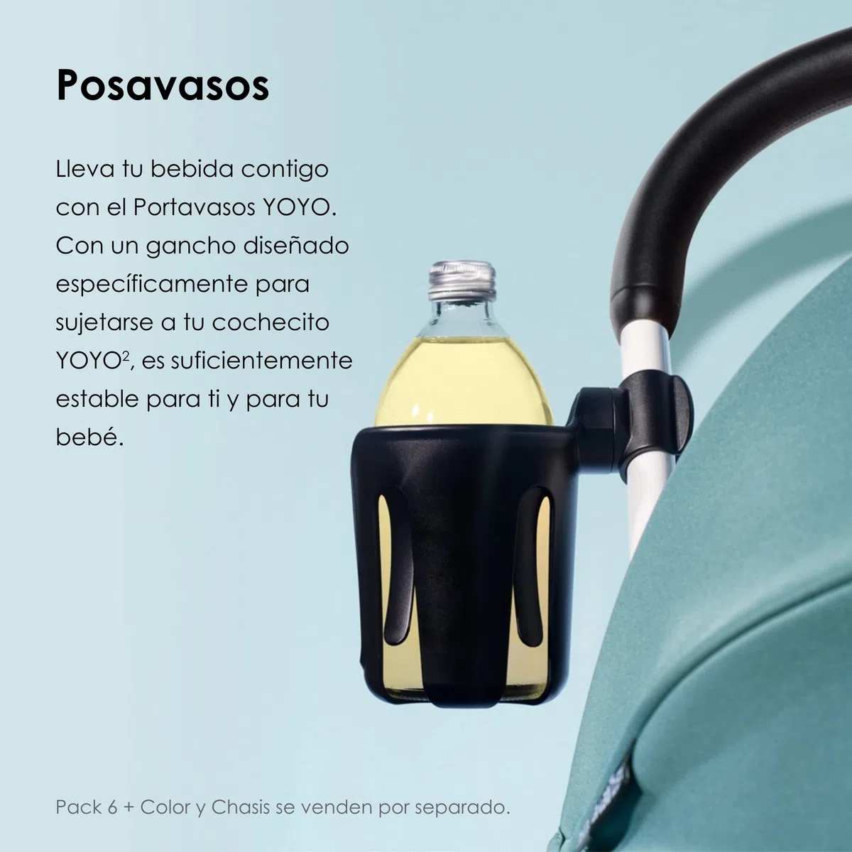 Portavasos BABYZEN YOYO, Negro - Se sujeta a Seis Puntos Diferentes en el Chasis del Cochecito YOYO2 - Adecuado para Padres e Hijos