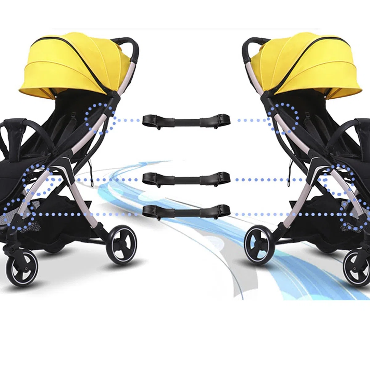 Amagogo 3 Conectores para Cochecito de bebé Gemelo, Accesorio portátil, Duradero para Carrito
