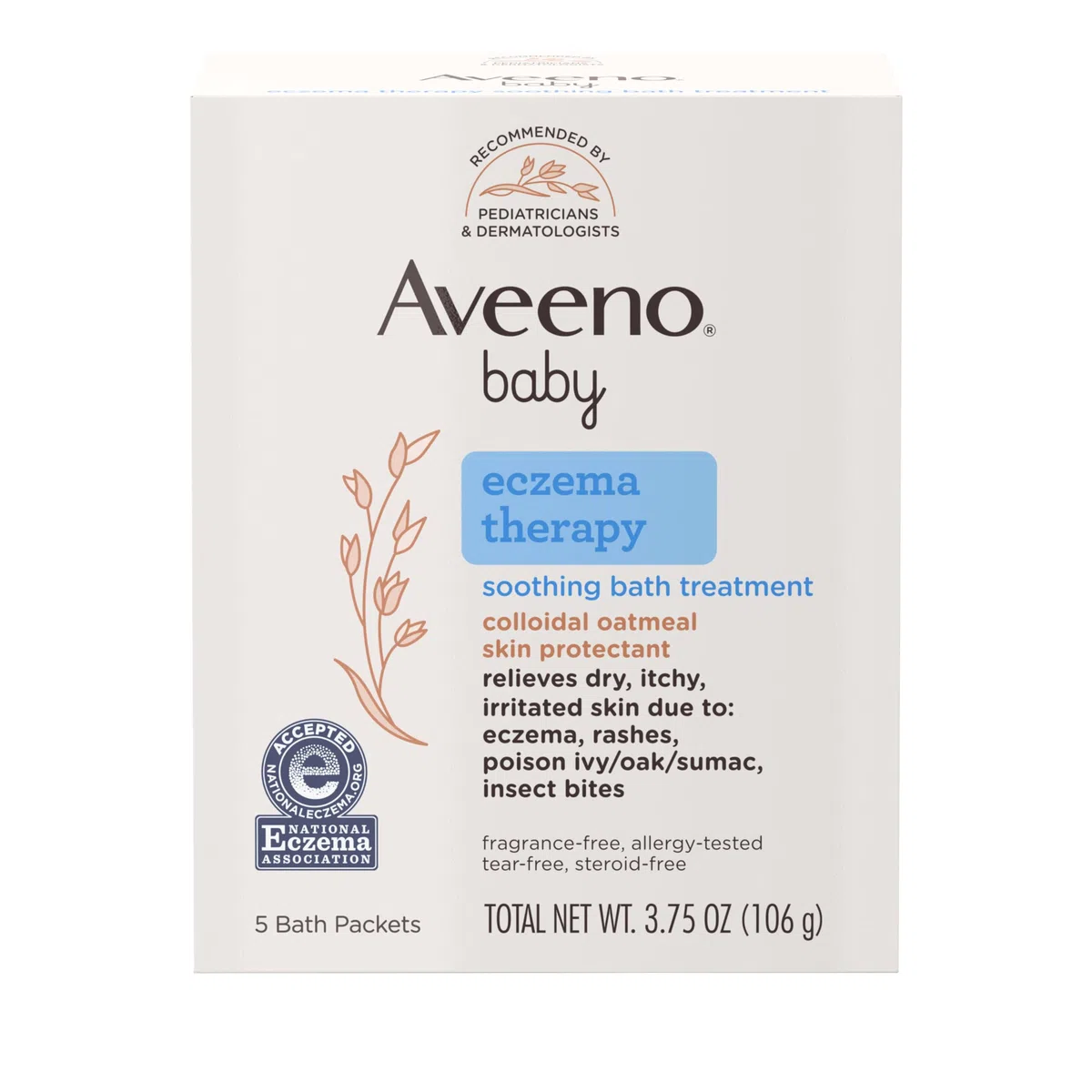 Aveeno J & J598755 Tratamiento de baño para bebés calmantes, paquete de uso único, paquete de 5