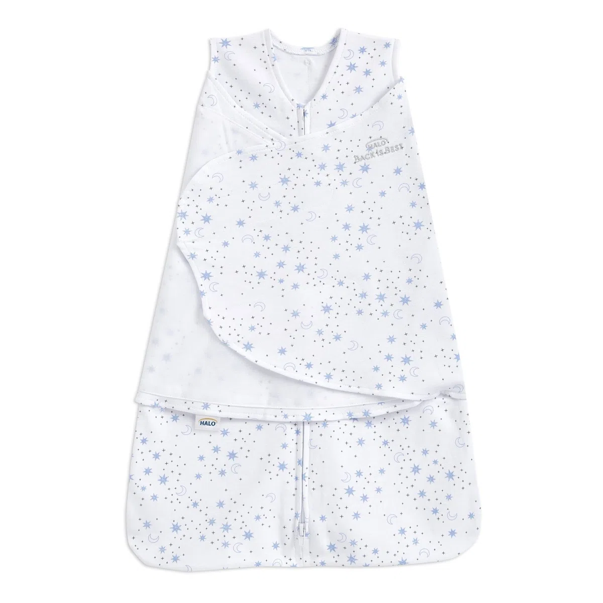 HALO Sleepsack - Arrullo para recién Nacido de 1,5 togs para Dormir, Manta para Envolver al bebé de 100% algodón, Unisex, Color Azul, de 3 a 6 Meses