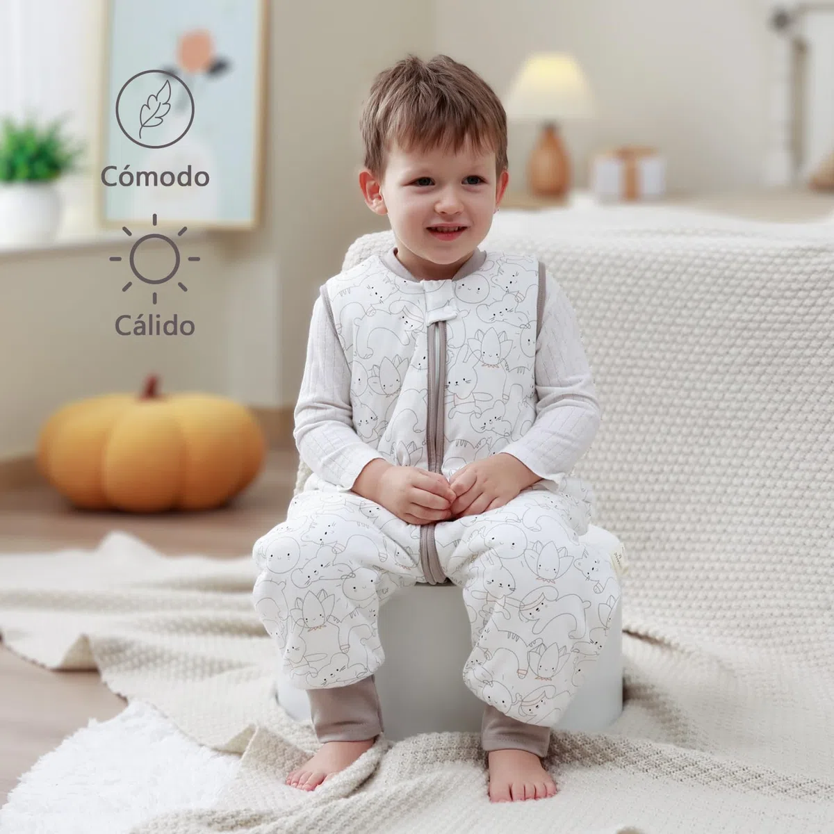 Saco de Dormir de Invierno para bebé, algodón, Saco de Dormir para niños 2,5 TOG con piernas,95-105cm/3-4 años,Gatito