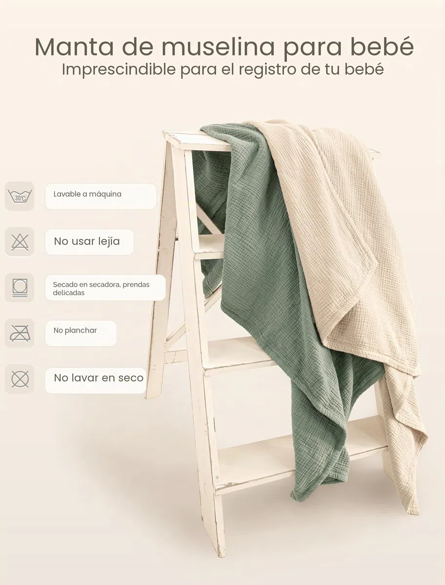 lulumoon Manta de Muselina para Bebé - UnisexManta de Bebé para Niños Cómodo Cochecito Manta 120x120cm(Blanco)