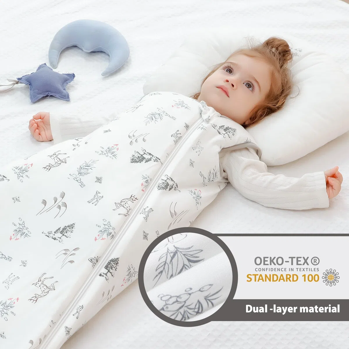 Mosebears Saco de Dormir para Bebé de Invierno Fibra de Bambú 2.5 TOG,Super Suave y cálido.(Forest,0-6 Meses)