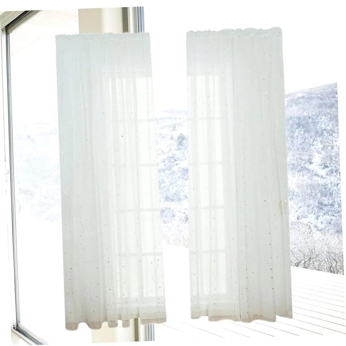 Cortinas Transparentes para Dormitorio Infantil Niña con Estrellas Plateadas Y Ojales Paneles De Gasa Fina 106.29X39.37In Luz Natural Y Privacidad para Habitaciones De Niñas