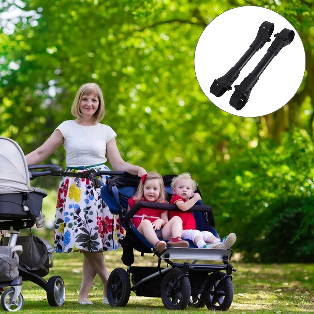 Conectores para Cochecitos de Ñiño Gemelos, 2 Piezas en Aluminio Resistente y Ligero, Aptos para Unir Carritos en Paseos al Aire Libre