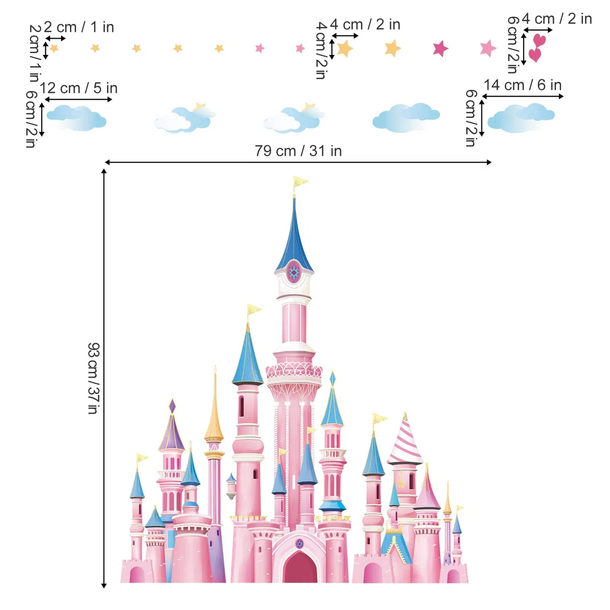 wondever Pegatinas de Pared Castillo de Hada Adhesivos Pared Decorativos Niña Vinilos Pared para Habitación Infantiles Dormitorio Salón