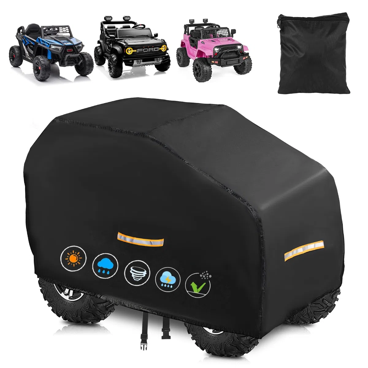 Funda para coche eléctrico para niños, impermeable, para todo tipo de clima, fundas grandes mejoradas, funda de juguete resistente al aire libre con nano revestimiento, hebilla resistente al viento y