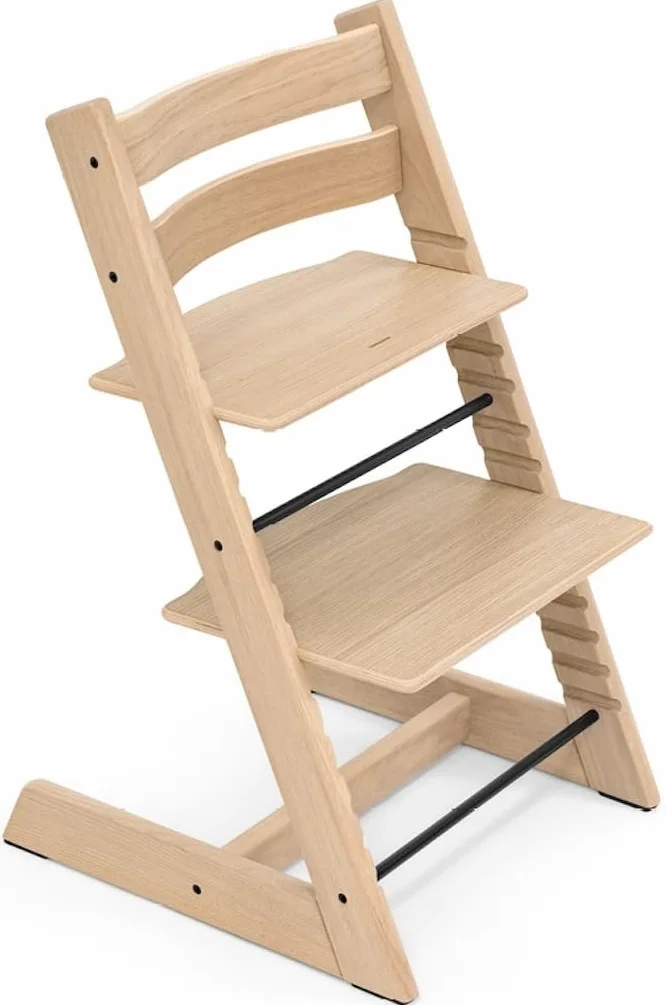 Silla Tripp Trapp de Stokke, Roble Natural - Silla ajustable, evolutiva para recién nacidos, niños y adultos - Práctica, cómoda y ergonómica - Diseño atemporal - Hecha con madera de roble