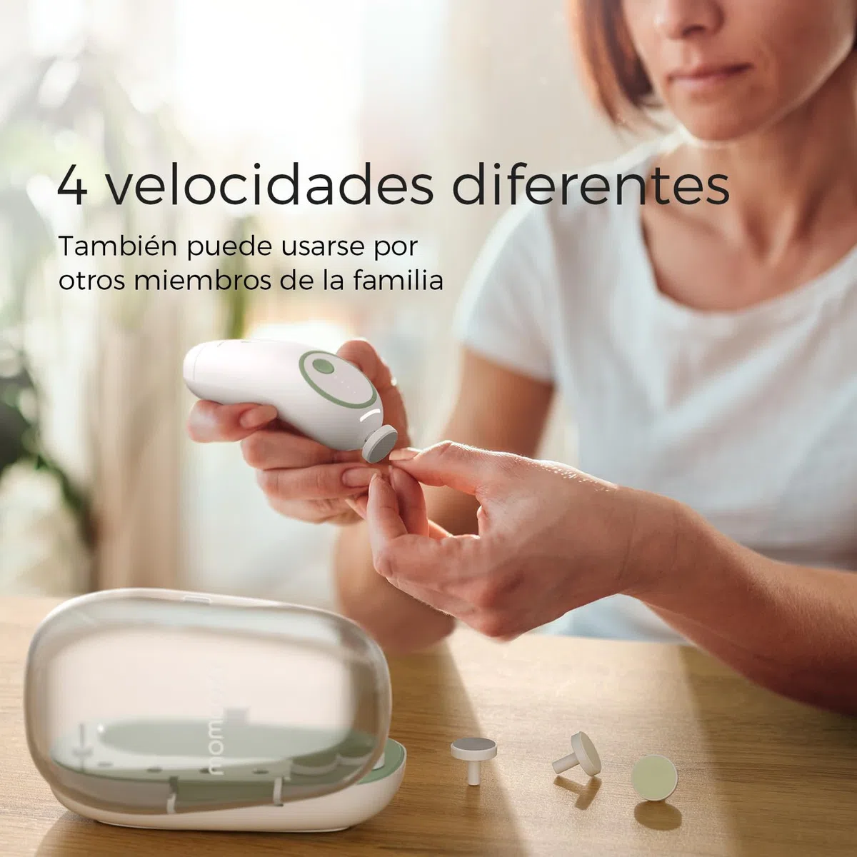Momcozy Lima de Uñas Eléctrica para Bebés, Cortauñas Eléctrico Suave para Bebés Recargable, Cortauñas Eléctrico para Bebés, 7 Cabezales de Pulido de Repuesto
