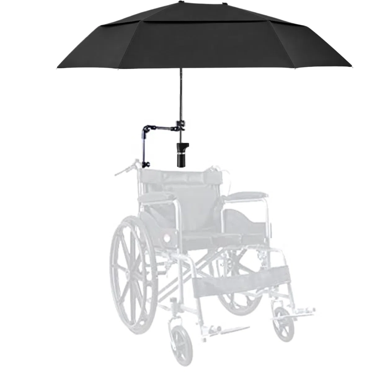 Paraguas de silla con abrazadera ajustable, paraguas de silla de ruedas de protección de lluvia/UV, 40.9 Parasol extendido de doble lado para cochecito, cochecito, bicicleta, sillas de playa, blanque