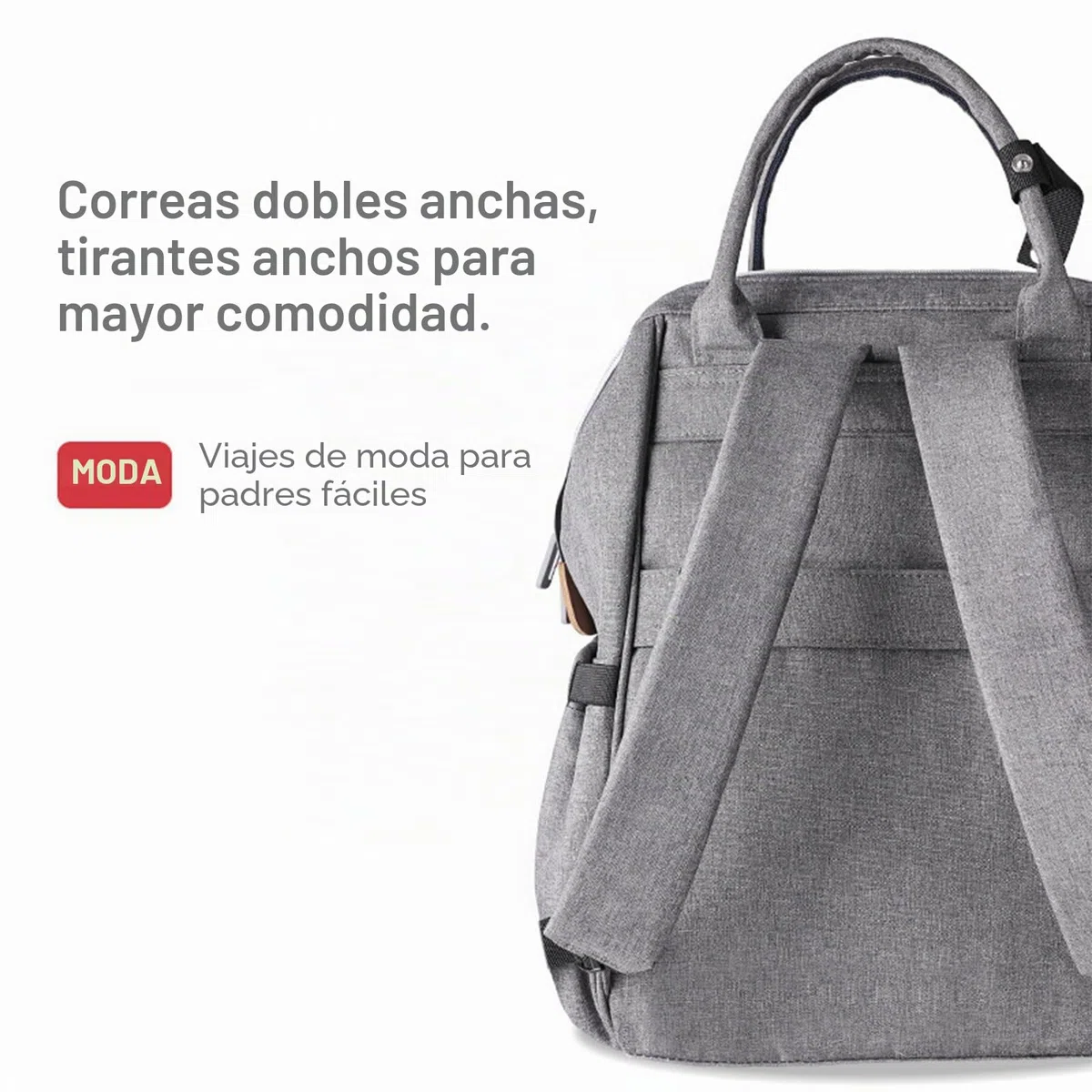 Mochila para pañales de bebé, bolso cambiador multifuncional de gran capacidad, mochila para bebé, bolsa de viaje con bolsillo térmico, correa de hombro ajustable, mochila con 2 correas para cochecito